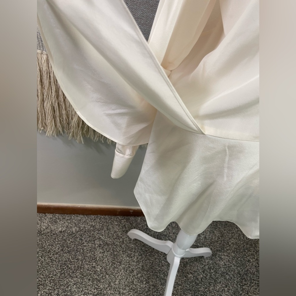 Etcetera Cream Lace Long Sleeve 10% Silk Tiered Blouse 10 - Picture 6 of 7